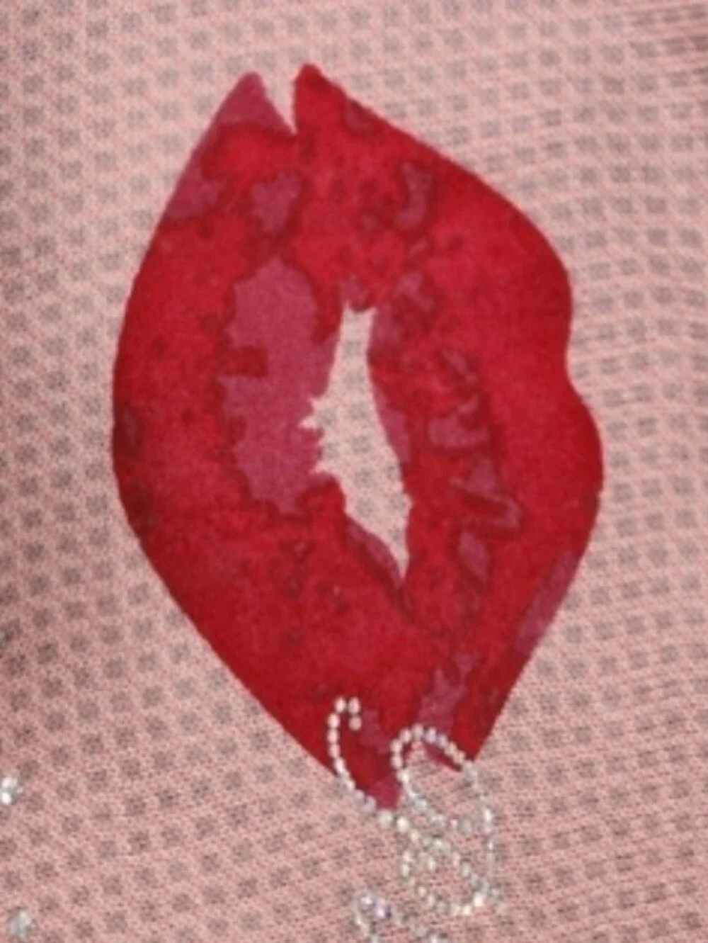PLAYBOY Pink Scarf with Red Lip Embroidery